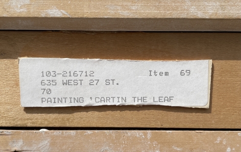 Label verso on "Cartin' the Leaf" by Paul Sample.