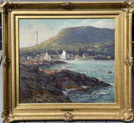 Frame on &quot;The Harbor at Camden, Maine&quot; by Wilson Henry Irvine.