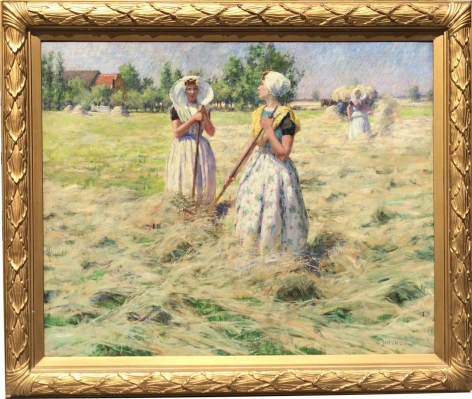 Image of gold frame on "Haymakers Zeeland" painting by George Hitchcock.
