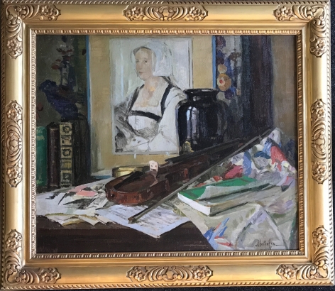 Frame on "Tabletop Arrangement" oil painting by George Oberteuffer.