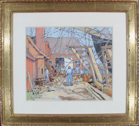 Frame of "At the Dry Dock, Gloucester, MA" by Eleanor Parke Custis.