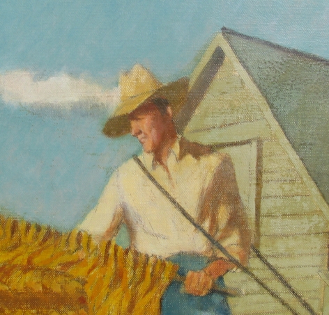 Detail of Paul Sample's painting "Cartin' the Leaf."